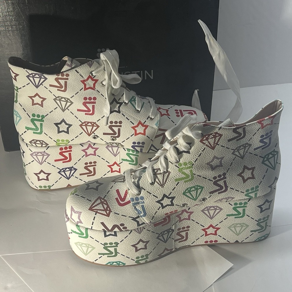 Shane Justin Multicolor Platform Shoes Size 42 us 10.5 With Box, Dust Bags & Lac - Picture 9 of 12